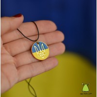 Кулони Герб України. Слава наці. Тризуб". Колір золото Кольори прапор України. На каучуковому шнурку